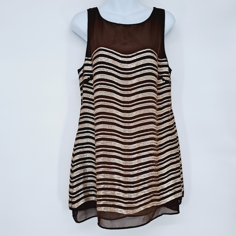 Soft Surroundings Brown Copper Sequin Dress Size Medium